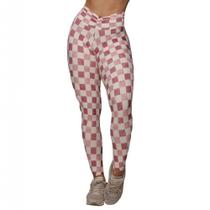 Calca Legging Romana Comum Plaid Exclusiva Moving