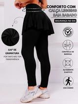 Calça Legging Saia Babado Suplex Cós Alto Segurança e Conforto Na Academia