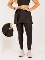 Calça Legging Saia Com Bolso Feminina Moda Fitness Academia Evangélica Modesta Com Laço The Start