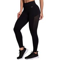 Calça Legging Selene com Microfuros Sem Costura em Poliamida para Academia Feminina Cintura Alta
