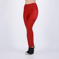 Calça Legging Selene Com Recorte e Bolso Lateral Feminina Vermelha