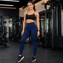 Calça Legging Sem Costura Cós Alto Selene Azul Marinho Calça Legging Sem Costura Cós Alto Selene Azul Marinho