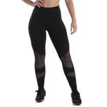 Calça Legging Sem Transparência Feminina Detalhe Tela UV50+ - Formação Fitness