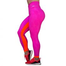 Calca Legging Step Empina Bumbum Jacquard Leafy Rosa Barbie - Moving Fitness