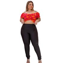 Calça Legging Suplex Com Zíper Plus Size