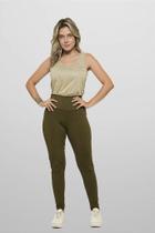 Calça Legging Suplex Cós Alto Verde Cipress - Alta Compressão e Conforto