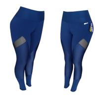 Calça Legging Suplex detalhe de tule preto com recorte Marinho Calça Legging Suplex detalhe de tule preto com recorte Marinho