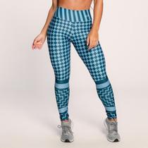 Calça Legging Suplex Estampado Azul Quadriculada Calça Legging Suplex Estampado Azul Quadriculada