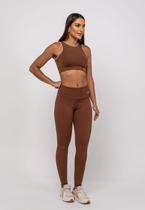 Calça Legging Suplex Poliamida Básica Marrom Salvatore