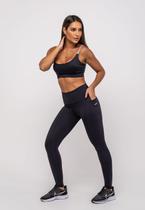 Calça Legging Suplex Poliamida Com Bolso Preto Salvatore