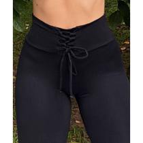 Calça Legging Trançada Empina Bumbum Preta