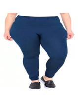 Calça Leggings Plus Size Cós Alto Preto