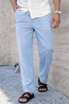 Calça Linho Masculino Alfaiataria Ajustável Alta Qualidade Slim Social Praia Leve Casual Luxo