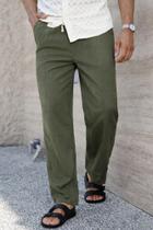Calça Linho Masculino Alfaiataria Ajustável Alta Qualidade Slim Social Praia Leve Casual Luxo