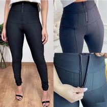 Calça Lipo Feminina Plus Size Cinta Modeladora Alta Compressão Disfarça Barriga Com Ziper na Frente