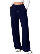 Calça lounge Aleumdr com nervuras largas para mulheres, azul, tamanho L Calça lounge Aleumdr com nervuras largas para mulheres, azul, tamanho L