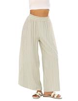 Calça lounge Athlisan Summer, solta, listrada, larga, perna larga, feminina