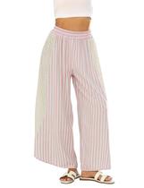 Calça lounge feminina Athlisan, listrada de verão, rosa, tamanho S Calça lounge feminina Athlisan, listrada de verão, rosa, tamanho S