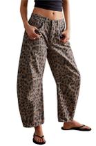 Calça loveimgs Jeans Animal Print Estilo Pantalona Cintura Média Tamanho L