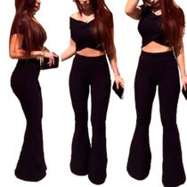 Calça Mademoiselle Modas Flare Bandagem Preta P/PP Calça Mademoiselle Modas Flare Bandagem Preta P/PP