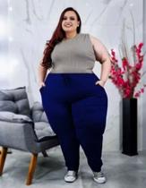 Calça Malha Canelada Plus Size Curve Plus Pronta Entrega