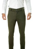 Calça Masculina Alfaiataria Sarja Elastano Verde Militar Calça Masculina Alfaiataria Sarja Elastano Verde Militar