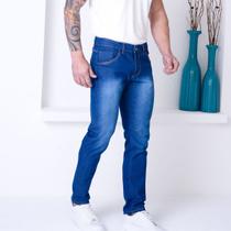 Calça Masculina Azul Pistolada Jeans Com 3 Linha Básica Calça Masculina Azul Pistolada Jeans Com 3 Linha Básica