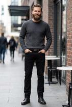 Calça Masculina Brim Black Max Denim Slim de Algodão Premium