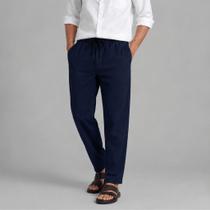 Calça Masculina Brim com Toque de Linho Casual Elegante Social Confortável Poliéster e Algodão Old M Calça Masculina Brim com Toque de Linho Casual Elegante Social Confortável Poliéster e Algodão Old M