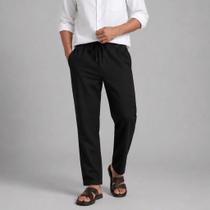 Calça Masculina Brim com Toque de Linho Casual Elegante Social Confortável Poliéster e Algodão Old M Calça Masculina Brim com Toque de Linho Casual Elegante Social Confortável Poliéster e Algodão Old M