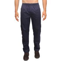 Calça Masculina Brim Sarja Cargo Elástico Cordão 5 Bolsos Serviço Trabalho