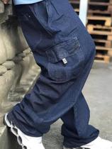 Calca Masculina Cargo Dazzling Jeans Balão Extra Grande Bolso Original Homem