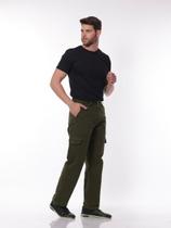 Calça Masculina Cargo em Sarja 7888 Verde Musgo