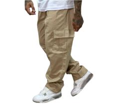 Calça Masculina Cargo Jeans Claro Cos Elástico Cordão Skatista Calça Masculina Cargo Jeans Claro Cos Elástico Cordão Skatista