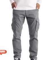 Calça Masculina Cargo Larga Skate Hip Hop Parachute 6 Bolsos