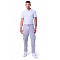 Calça Masculina Cargo Linho Algodão Com Cadarço