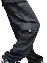 Calca Masculina Cargo Preta Dazzling Extra Grande Bolso Original Homem