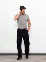 Calça Masculina Cargo Sarja Preta Black Premium Com Cordão Ajustável