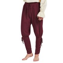 Calça masculina Century Star Pirate Renaissance, vermelha vinho, grande