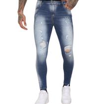 Calça Masculina Jeans Destroyed Super Skinny Curta Calça Masculina Jeans Destroyed Super Skinny Curta