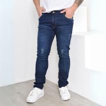 Calça Masculina Jeans Escuro Com Puido Elastano Premium Calça Masculina Jeans Escuro Com Puido Elastano Premium