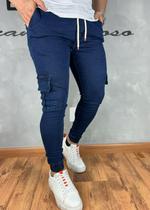 Calça Masculina Jeans Jogger Modelo Cargo