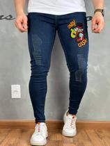 Calça Masculina Jeans Premium Super Skinny Bordado 4k