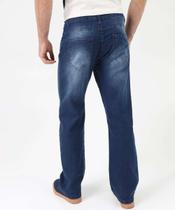 Calça Masculina Jeans Reta Bolsos Azul-65028