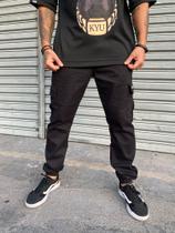 Calça Masculina Jogger Cargo Black Algodão