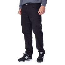 Calça Masculina Max Denim Cargo em Sarja Preta