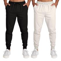 Calça Masculina Moletom Flanelada Slim Bolsos Algodão Kit 2 Calça Masculina Moletom Flanelada Slim Bolsos Algodão Kit 2