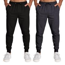 Calça Masculina Moletom Flanelada Slim Bolsos Algodão Kit 2