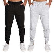 Calça Masculina Moletom Flanelada Slim Bolsos Algodão Kit 2