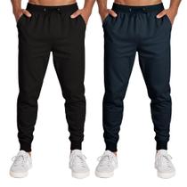 Calça Masculina Moletom Flanelada Slim Bolsos Algodão Kit 2